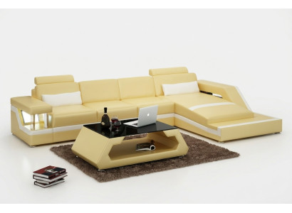 Ledersofa Couch Modern Wohnlandschaft Eck Dekor Ecksofa Design Garnitur