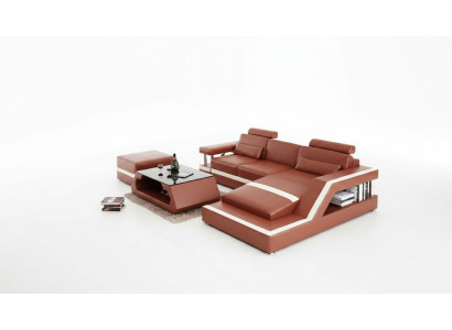 Ledersofa Modern Couch Wohnlandschaft Eck Dekor Ecksofa Design Garnitur