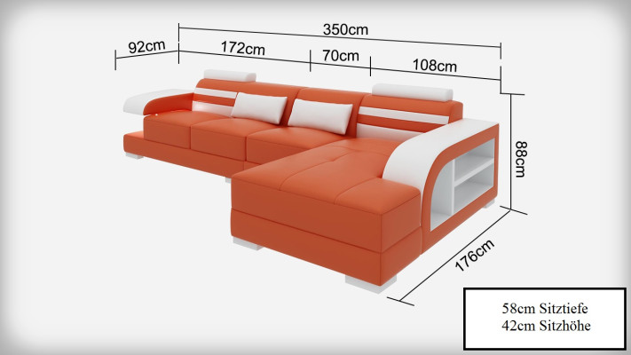Ledersofa Couch Wohnlandschaft Ecksofa Eck Garnitur Design Modern Sofa G8033C