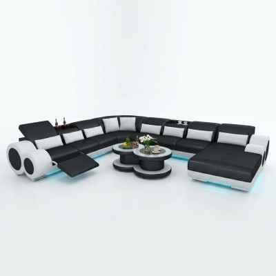 Ledersofa Couch Wohnlandschaft Ecksofa Eck Garnitur Design Modern Sofa