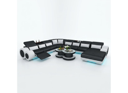 Ledersofa Couch Wohnlandschaft Ecksofa Eck Garnitur Design Modern Sofa