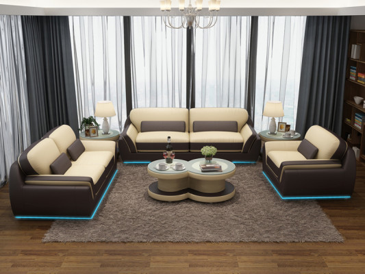 Ledersofa Couch Sofagarnitur Neu 3+2 Sitzer Garnitur Modern Design Sofa