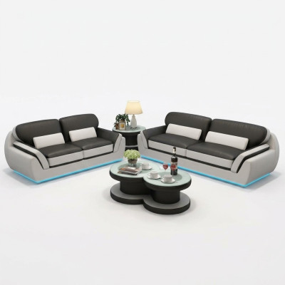Ledersofa Couch Sofagarnitur Neu 3+2 Sitzer Garnitur Modern Design Sofa