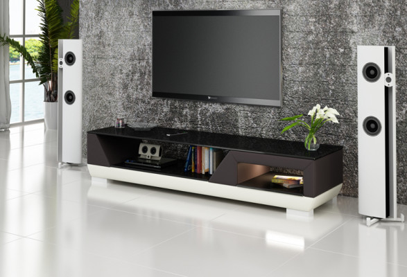 RTV TV Sideboard Leder Glas Dekor Tisch Fernseh Schrank Tisch Designer