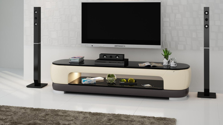 RTV TV Sideboard Dekor Leder Glas Tisch Fernseh Schrank Tisch Designer