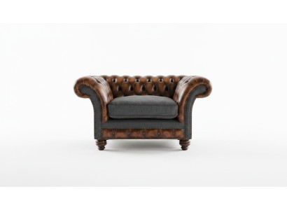 Chesterfield Sessel Fernseh Design Polster Sofa Couch Chesterfield Textil Neu F1