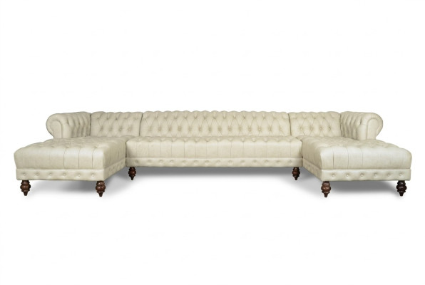 Chesterfield Couch U-förmig Sofa Klassische Leder Wohnlandschaft Ecksofa - 366
