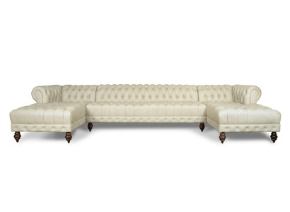 Chesterfield Couch U-förmig Sofa Klassische Leder Wohnlandschaft Ecksofa - 366