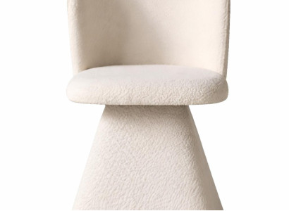 Eleganter moderner Stuhl mit konischem Design und weichem Bouclé