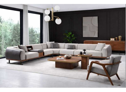 Stilvolles L-Form Sofa Designer Polstersessel Wohnzimmer Set 2tlg