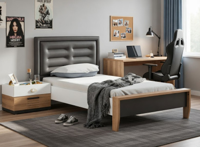Schlafzimmer Set Bett mit Nachttisch für modernen Komfort