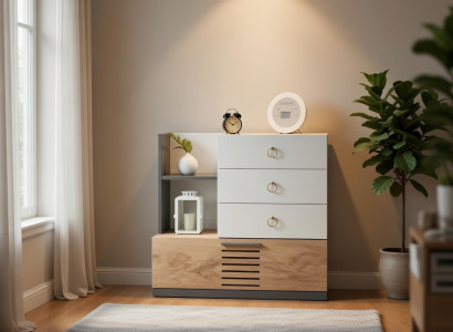 Kommode mit Holzdetails für mehr Stauraum im modernen Design