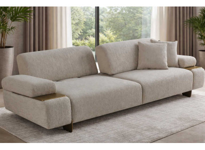 Grauer 3-Sitzer Designer Polstercouch Wohnzimmer Luxus Textilsofa
