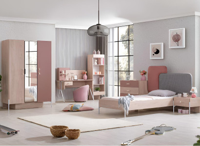 Schlafzimmer Set mit Bett Kommode Nachttisch und Schreibtisch