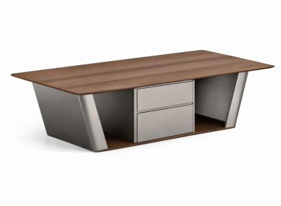 Moderner Couchtisch aus Walnussholz mit eleganten Metallakzenten