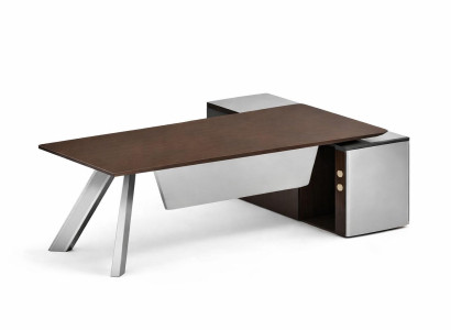 Moderner Schreibtisch aus Holz und Metall im minimalistischen Design
