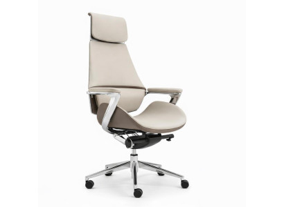 Ergonomischer Bürostuhl mit verstellbarem Kopfstützen und Chrombasis