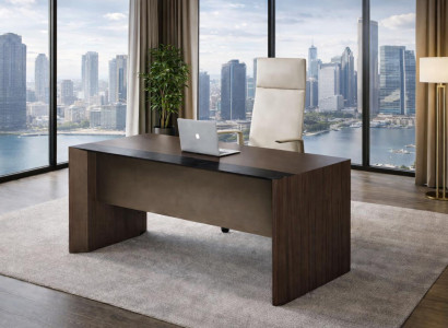 Robuster Arbeitszimmer Schreibtisch Brauner Bürotisch Holzmöbel