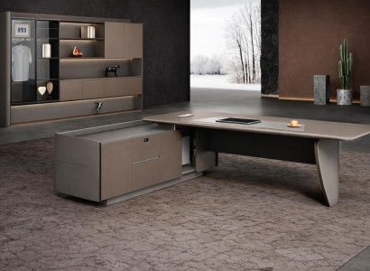 Modernes Büromöbel-Set – Chefschreibtisch und Büroschrank im Stil