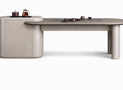 Moderner Esstisch mit eleganter Beleuchtung und minimalistischer Form