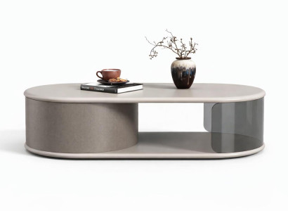 Moderner Couchtisch mit eleganter ovaler Form und transparentem Design
