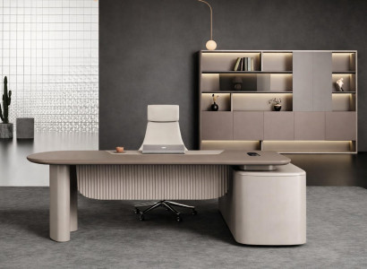 Modernes Büromöbel-Set: Chefschreibtisch, Büroschrank & Sessel
