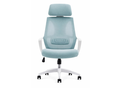 Ergonomisches Bürostuhl mit verstellbarem Kopfstütze in Pastellblau