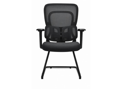 Ergonomischer Bürostuhl mit Netzrückenlehne und Sled-Gestell, schwarz