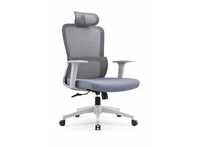 Ergonomischer Bürostuhl mit Netzrücken, Kopfstütze und Armlehnen