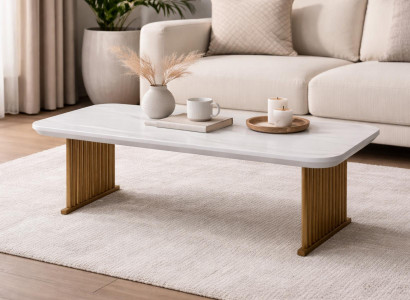 Schicker Weißer Couchtisch Wohnzimmer Luxuriöser Kaffeetisch Möbel