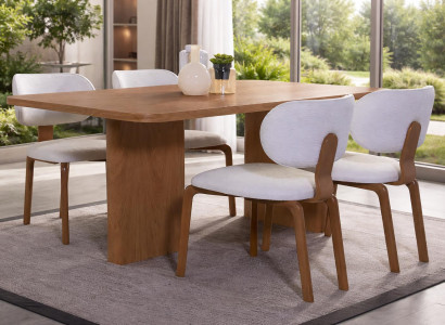 Stilvolles Esszimmer Set Exklusiver Brauner Esstisch 4x Polsterstühle