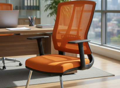 Bequemer Bürostuhl für Büro und Konferenzräume in Orange