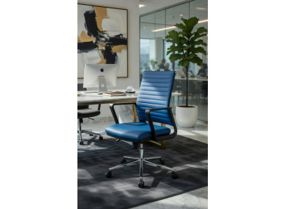 Bürostuhl Blau mit verstellbaren Armlehnen ergonomisch modern