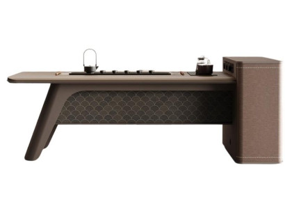 Moderner Tisch für Teezermonien Holz Braun mit Funktionalem Stauraum