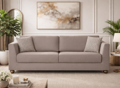 Beiges Wohnzimmer Polstersofa Moderne 3-Sitzer Couch Textilsofas