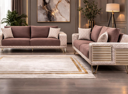 Braun-Beiges Sofaset Schicke Polstersofas Designer 3-Sitzer Couch