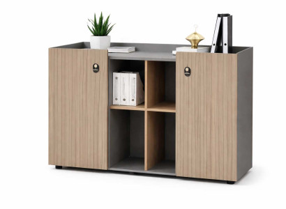 Moderner Kommode aus Holz in Grau mit Praktischen Fächern für Ihr Büro