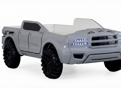 Graues Autobett im 4x4 Fahrzeug Design Mit LED Luxuriöses Kinderzimmer
