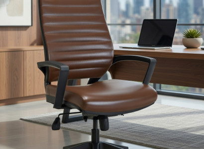 Bequemer Bürostuhl mit Kunstlederbezug und ergonomischer Rückenlehne