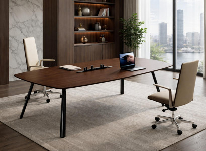 Stilvoller Brauner Schreibtisch Designer Büroeinrichtung Holztisch