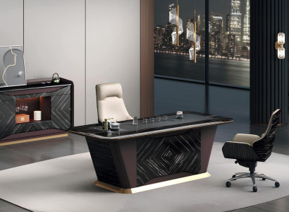 Schwarze Büroeinrichtung Luxuriöser Schreibtisch Designer Sideboard
