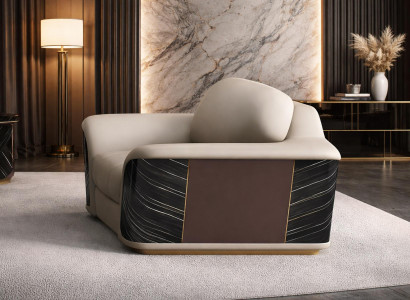 Stilvoller Beiger Wohnzimmer Sessel Luxuriöser 1-Sitzer Polstermöbel