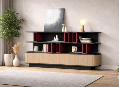 Hellbraunes Sideboard Designer Anrichte Luxuriöse Holz Kommode