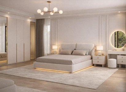 Stilvolles Schlafzimmer-Set  Bett Kleiderschrank  Nachttische Kommode 6 tlg