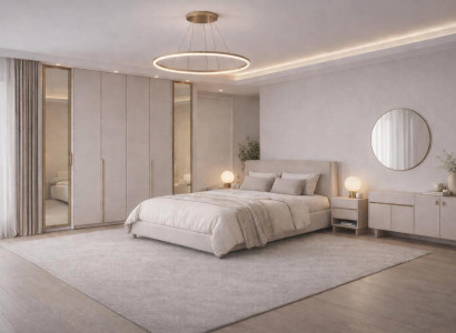 Luxuriöses Schlafzimmer-Set stilvoller Kleiderschrank Konsole runder Spiegel