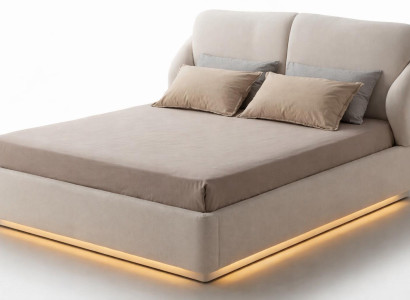 Stilvolles beiges Bett weiches Bett Designer-Bett Schlafzimmermöbel