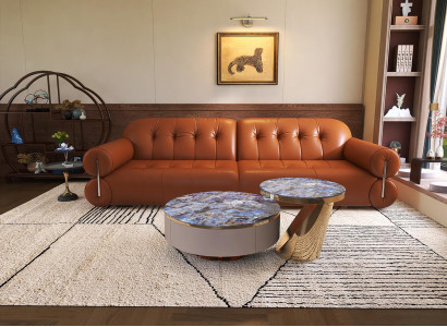Elegantes 4-Sitzer Sofa mit modernen Couchtischen Stilvolles Wohnzimmer Set