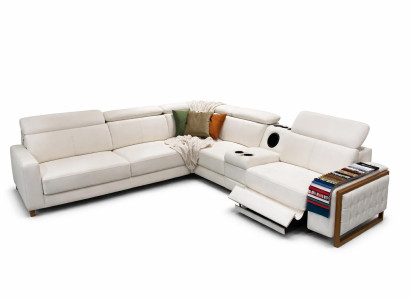 Elegantes U-förmiges Ecksofa in Weiß mit verstellbaren Funktionen