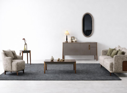 Elegantes Wohnzimmer Set mit Sofa und Sessel in moderner Form