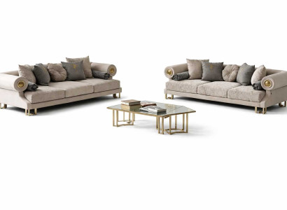 Stilvolles Polstermöbel 3+3 Sitzer Wohnzimmer Modernes Design Couchtisch